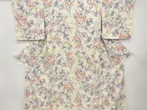 未使用品　型染　草花模様　小紋着物